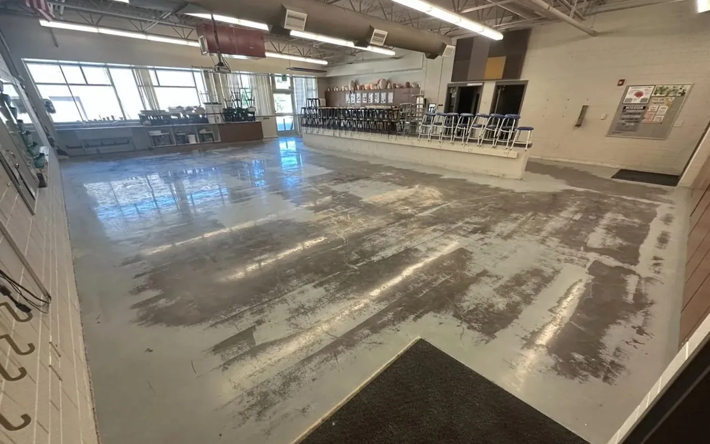 Before shot blast — commercial concrete floor Southern Utah