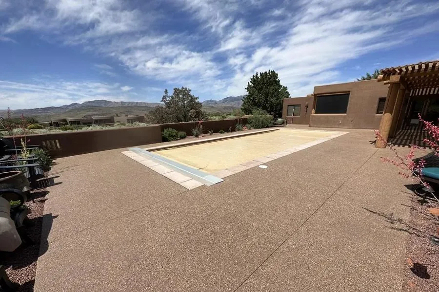 Wide sealed herringbone paver driveway at a luxury St. George home