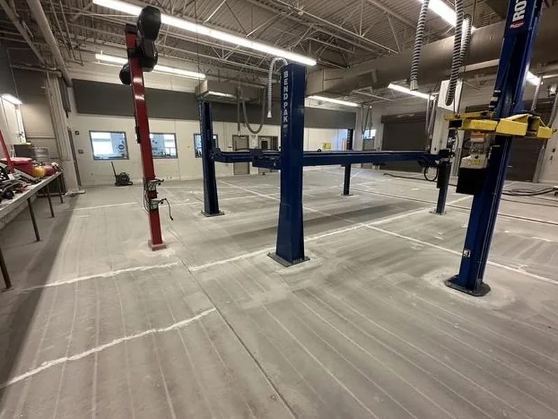 Auto shop commercial floor before epoxy coating Southern Utah