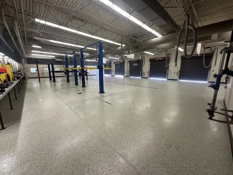 Finished commercial epoxy floor in an auto shop — St. George Utah