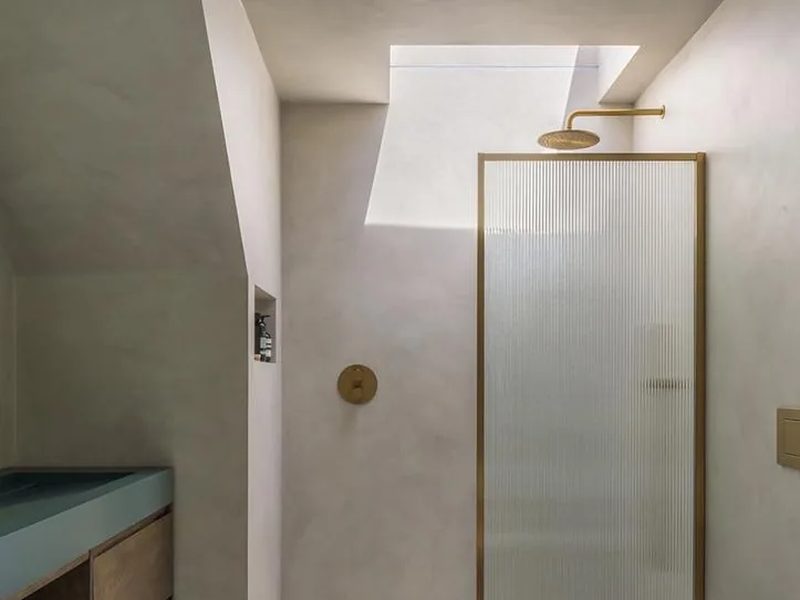 Microcement shower wet room installation Southern Utah